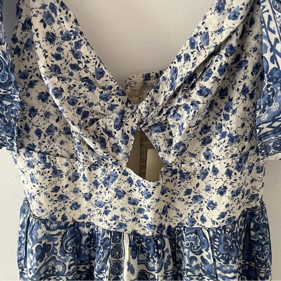 New! Abercrombie & Fitch twist tied blue print tiered maxi dress 37552. - Picture 8 of 15